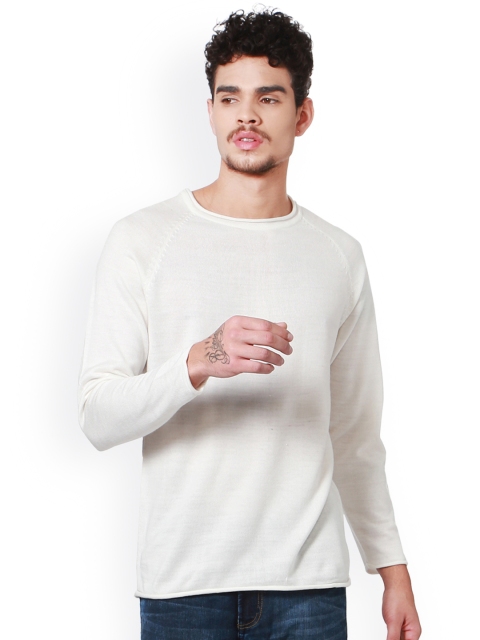 

People Men Off-White Solid Pullover Sweater