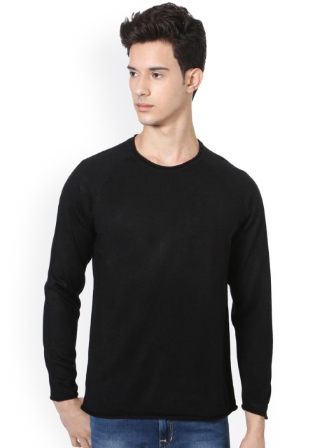 

People Men Black Solid Pullover Sweater