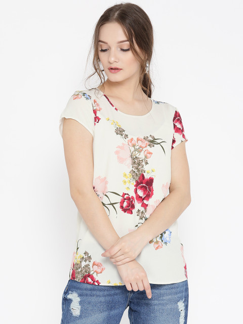 

Vero Moda Women Off-White Floral Print Top