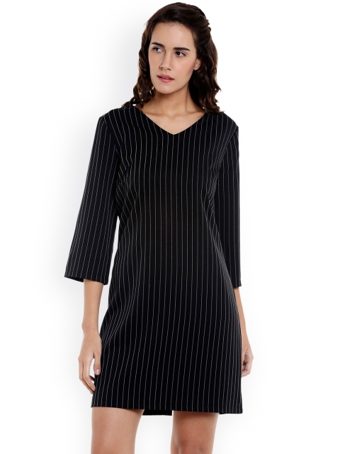 

Vero Moda Women Black Striped Sheath Dress