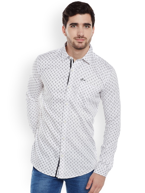 

Duke Men White Slim Fit Printed Casual Shirt