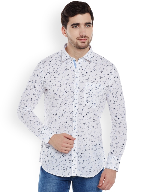 

Duke Men White Slim Fit Printed Casual Shirt