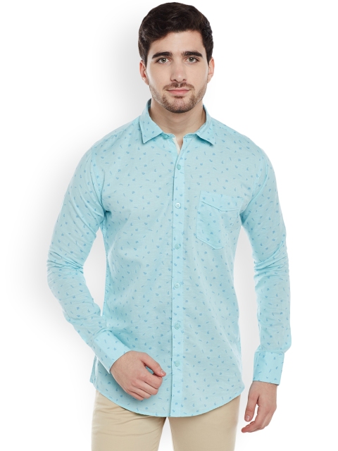 

Duke Men Turquoise Blue Slim Fit Printed Casual Shirt