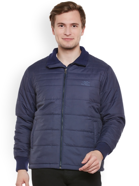 

Duke Men Navy Blue Solid Padded Jacket