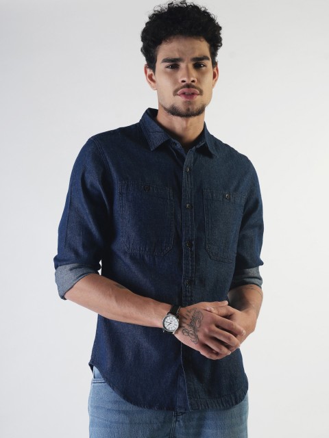 

Blue Saint Men Blue Slim Fit Solid Casual Shirt