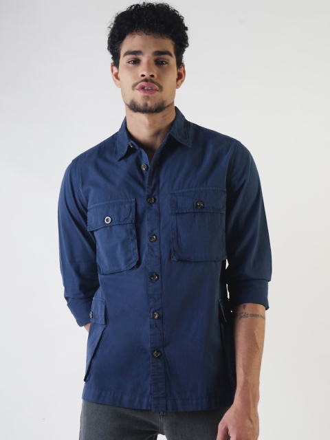 

Blue Saint Men Navy Blue Regular Fit Solid Casual Shirt