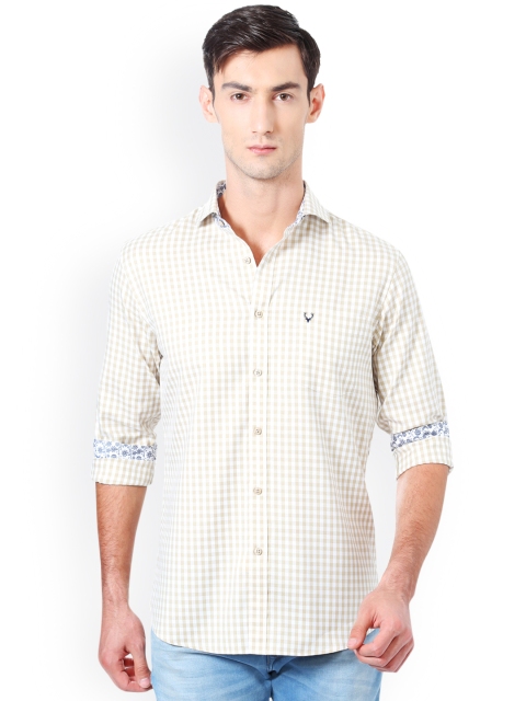 

Allen Solly Men Beige Slim Fit Checked Casual Shirt