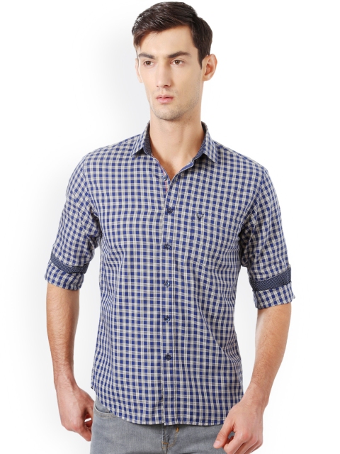 

Allen Solly Men Blue & White Slim Fit Checked Casual Shirt