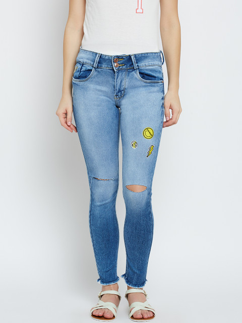 

Code 61 Women Blue Regular Fit Mid-Rise Slash Knee Stretchable Jeans