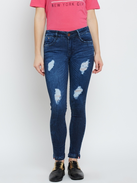 

Code 61 Women Navy Blue Mid-Rise Mildly Distressed Stretchable Jeans