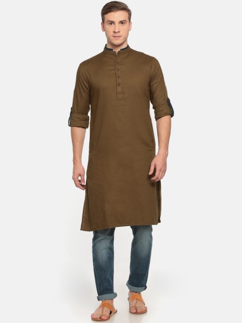 

Freehand Men Brown Slim Fit Solid Straight Kurta