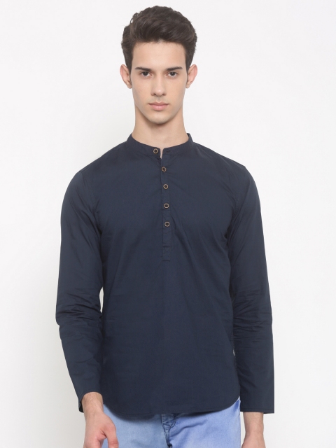 

Freehand Men Navy Slim Fit Solid Straight Kurta, Navy blue