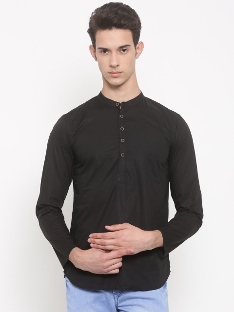 

Freehand Men Black Slim Fit Solid Straight Kurta