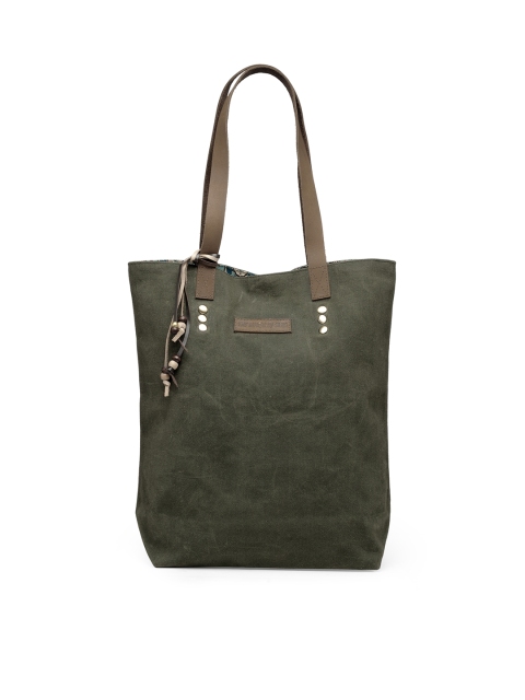 

The House of Tara Olive Green Solid Tote Bag