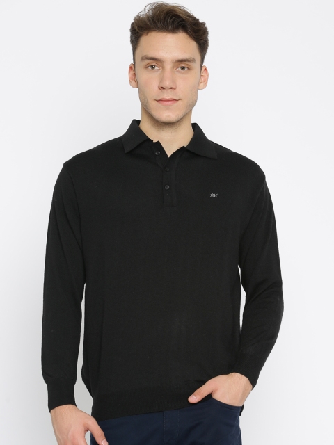 

Monte Carlo Men Black Solid Polo Collar T-shirt