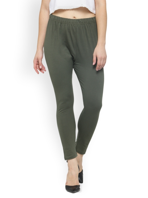 

Laabha Olive Green Ankle-Length Leggings