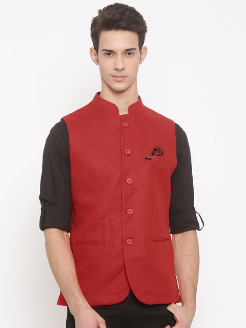 

The Indian Garage Co Red Nehru Jacket