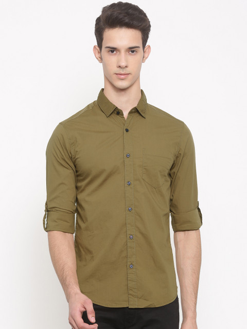 

The Indian Garage Co Men Khaki Slim Fit Solid Casual Shirt
