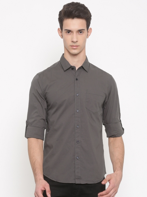 

The Indian Garage Co Men Grey Slim Fit Solid Casual Shirt