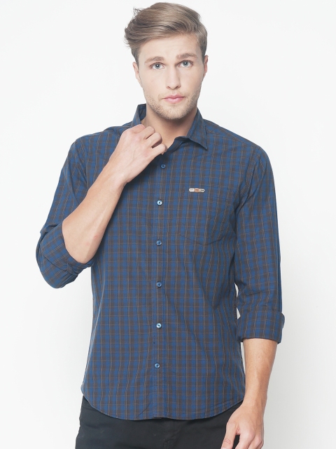 

The Indian Garage Co Men Blue Slim Fit Checked Casual Shirt