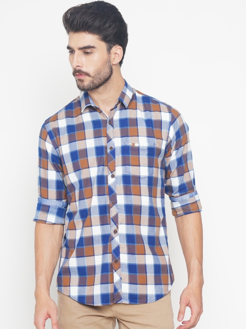 

The Indian Garage Co Men Brown & White Slim Fit Checked Casual Shirt
