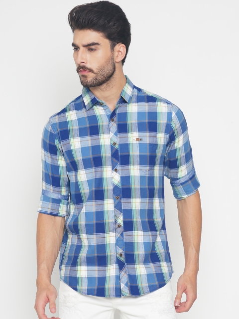 

The Indian Garage Co Men Blue & White Slim Fit Checked Casual Shirt
