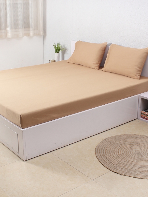 

House This Beige Cotton 300 TC Double Bedsheet with 2 Pillow Covers