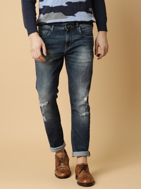 

Mr Bowerbird Men Blue Regular Fit Mid-Rise Mildly Distressed Stretchable Jeans