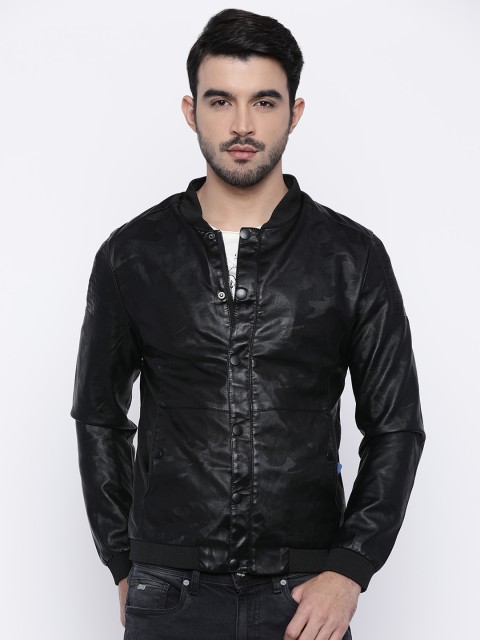 

The Indian Garage Co Men Black Self Design Jacket