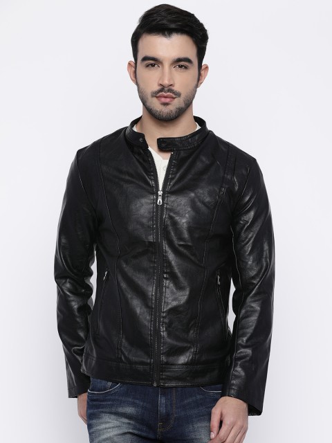 

The Indian Garage Co Men Black Solid Biker Jacket