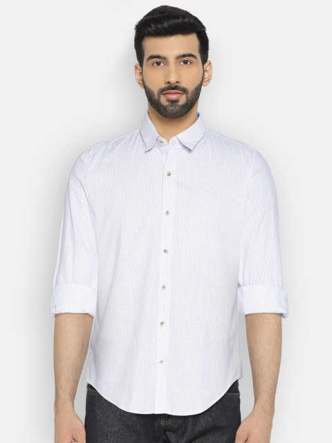 

Peter England Casuals Men White & Purple Printed Casual Shirt