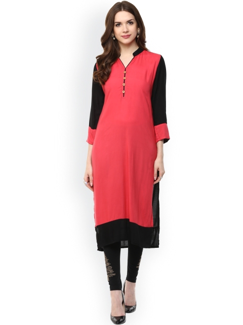 

Aum Women Pink Solid Straight Kurta