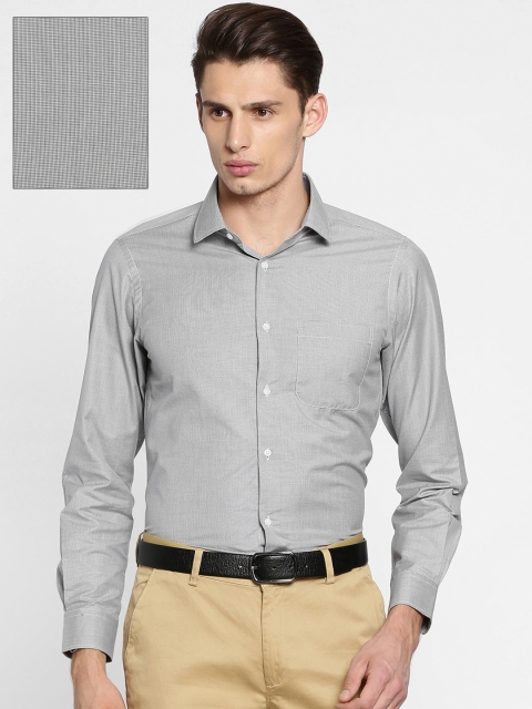 

Peter England Men Black & White Slim Fit Self-Design Formal Shirt