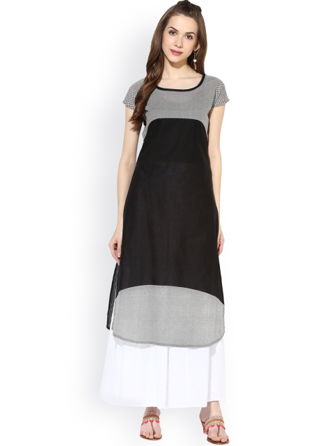 

Aum Women Black Printed Straight Kurta