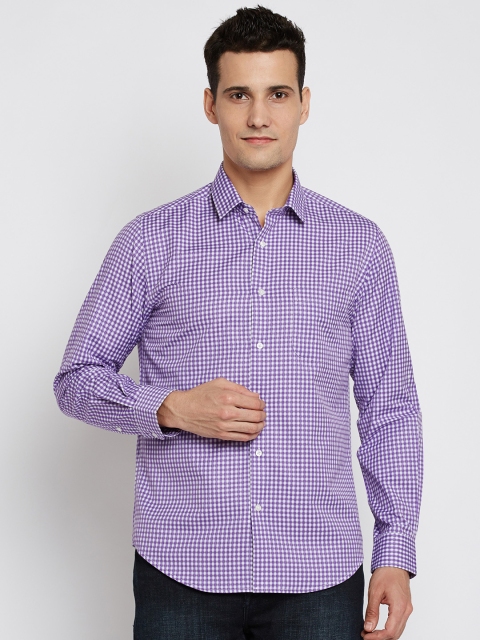 

Peter England Men Purple & White Slim Fit Checked Casual Shirt