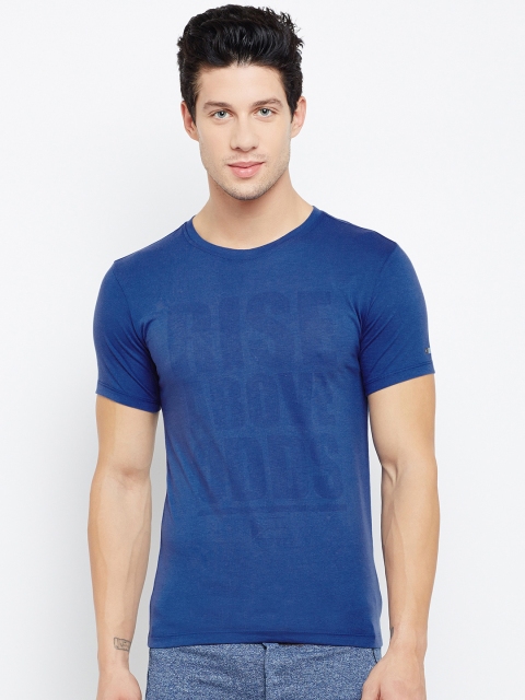 

Peter England Casuals Men Blue Printed Round Neck T-shirt