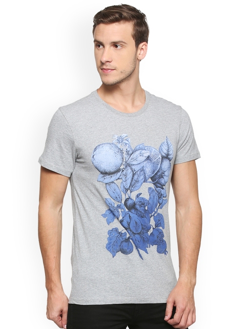 

Peter England Casuals Men Grey Printed Round Neck T-shirt
