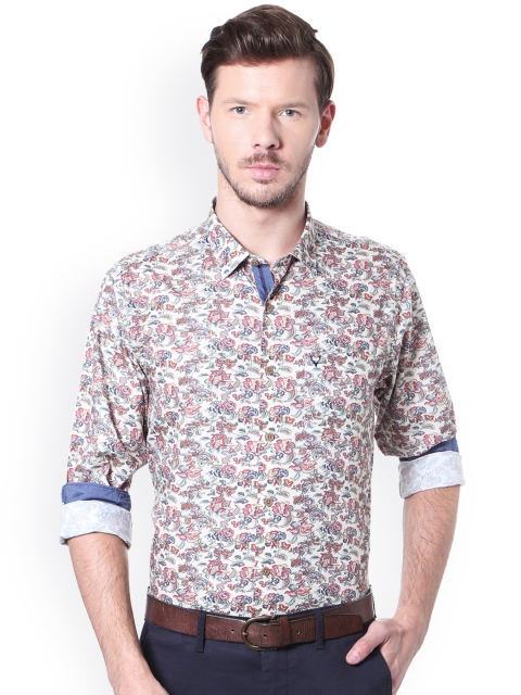 

Allen Solly Men Beige & Red Slim Fit Printed Casual Shirt