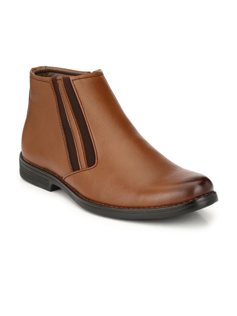 

Azzaro Black Men Tan Solid Synthetic Leather High-Top Flat Boots
