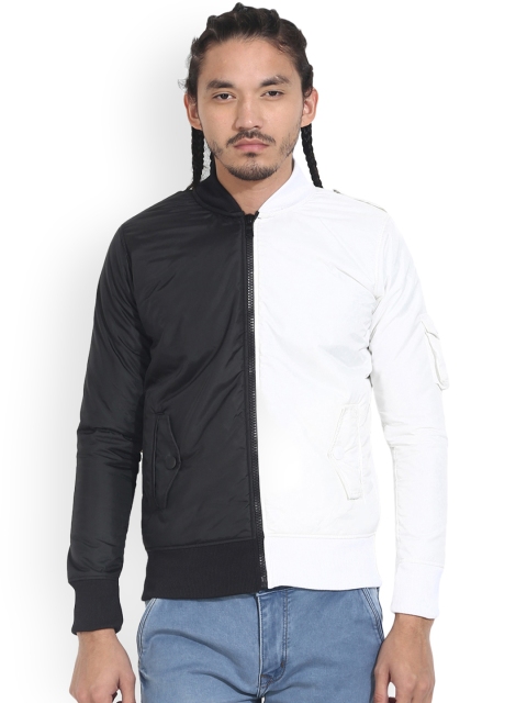 

Wear Your Mind Men Black Colourblocked Insulator Bomber