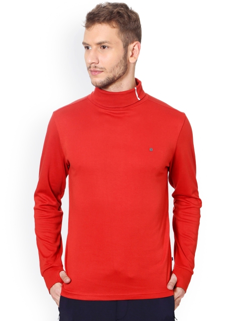 

Solly Sport Men Red Solid Turtle Neck Slim Fit T-shirt