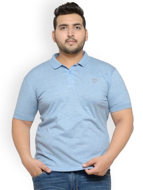 

plusS Men Blue Solid Polo Collar T-shirt