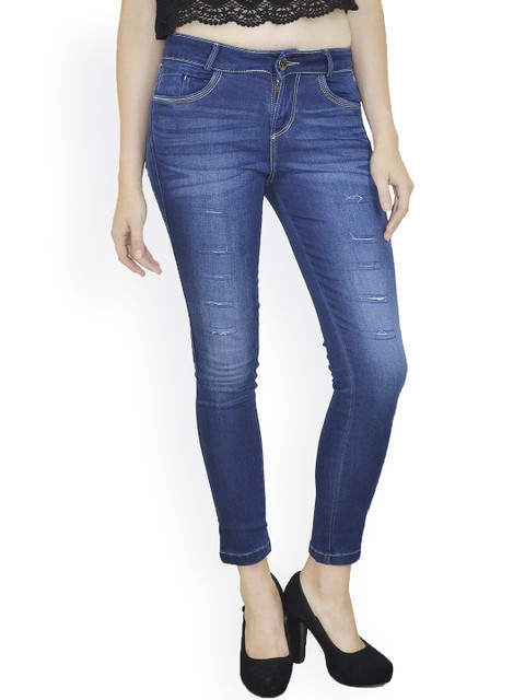 

Xpose Women Blue Slim Fit Mid-Rise Mildly Distressed Stretchable Jeans