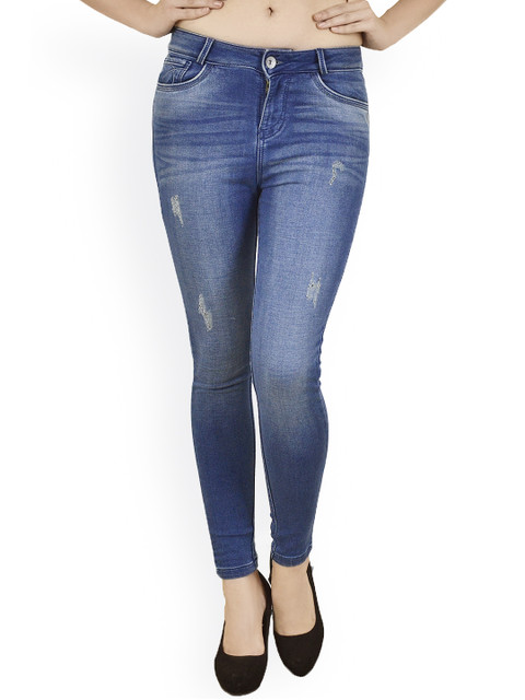 

Xpose Women Blue Slim Fit High-Rise Mildly Distressed Stretchable Jeans