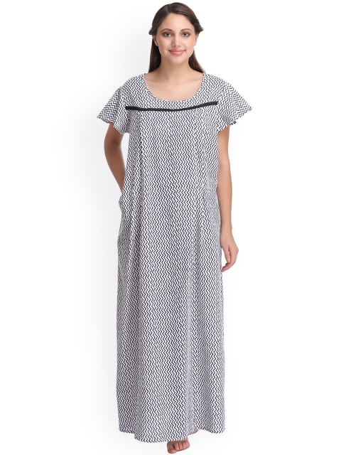 

Clovia White Printed Maternity Nightdress NS0854P18