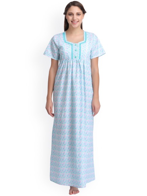 

Clovia Green Printed Nightdress NS0856P11