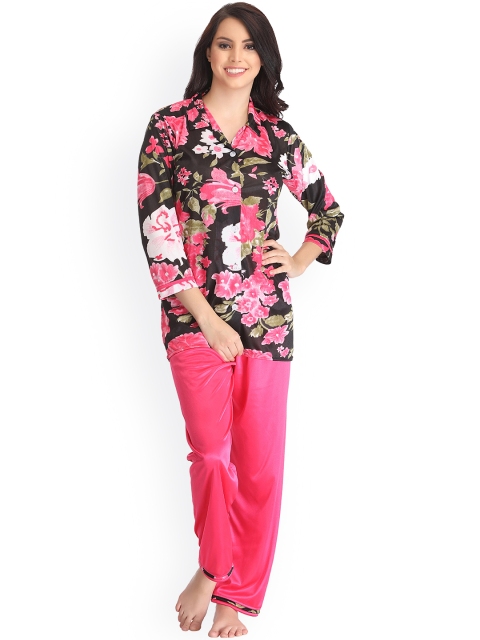 

Clovia Black & Pink Printed Nightsuit NS0652P13