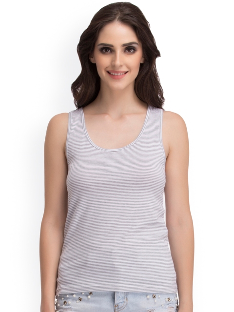 

Clovia Women Grey Striped Camisole CM0013P01