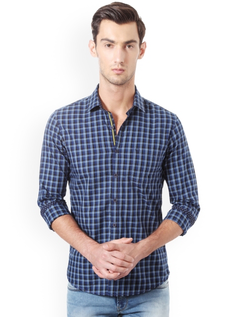 

Allen Solly Men Blue Regular Fit Checked Casual Shirt