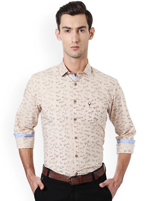 

Allen Solly Men Beige Slim Fit Printed Casual Shirt